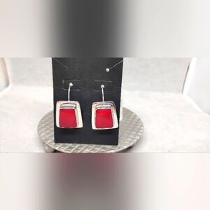 Sterling Silver & Coral Earrings